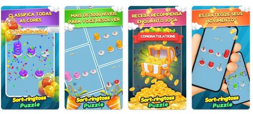 Ring Sort: empilhe as cores corretas e ganhe dinheiro na hora