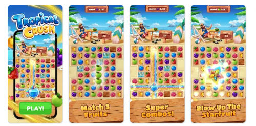 Tropical Crush: ganhe dinheiro em Real deste super jogo